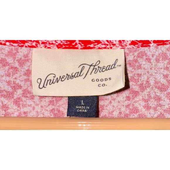 Universal Thread Red & White Cropped Wrap Blouse Women's Size Large Boho Western - Picture 5 of 7